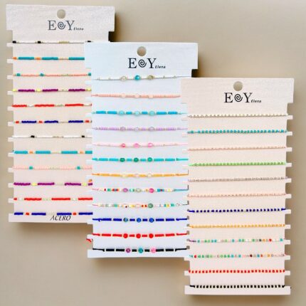 Mélange de 24 (1,15€ unité) : Bracelets en Cordes et Perles - Collection SUN24