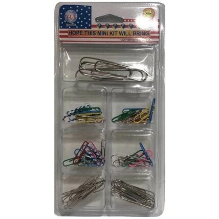Lot de 6 paquets de trombonnes de différentes tailles et coloris (soit 0,78€ le paquet)