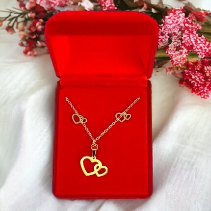 Coffret Collier et Boucles d'oreilles - Collection Coeur Doré