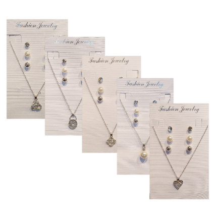 Pack éco (soit 0,70€ l'unité) : Lot de 10 blisters de 1 colliers + 3 paires de boucles d'oreilles