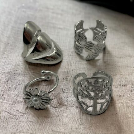 Lot de 30 (1,90€ unité) : Bague ajustable argentée en Acier Inoxydable
