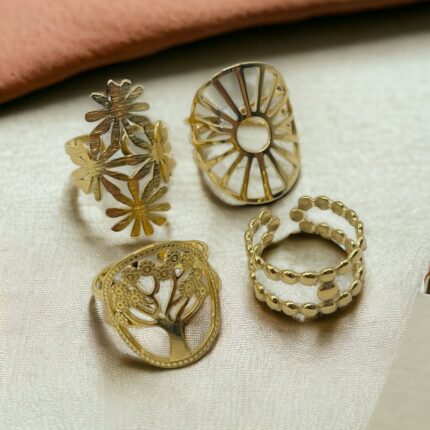 Lot de 30 (1,90€ unité) : Bague ajustable dorée en Acier Inoxydable