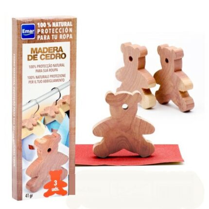 Lot de 3 (soit 0,90€ la boîte) Boîtes de 3 Oursons en Cèdre Anti-Mites