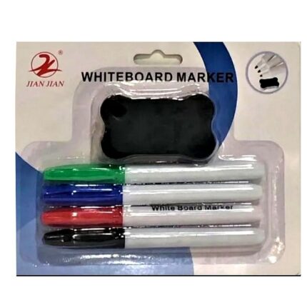 Lot de 6 paquets de 4 feutres et effaceur pour tableau blanc (0,91€ le paquet)