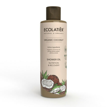 HUILE DE DOUCHE NUTRITION ET RÉCUPÉRATION À LA NOIX DE COCO BIOLOGIQUE- Ecolatier, 250ml