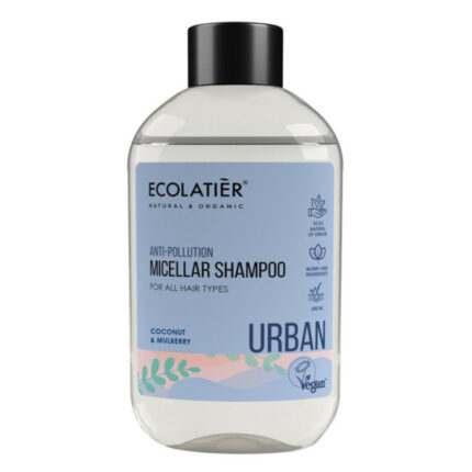 SHAMPOING MICELLAIRE ANTI-POLLUTION POUR TOUS TYPES DE CHEVEUX - Ecolatier, 600ml