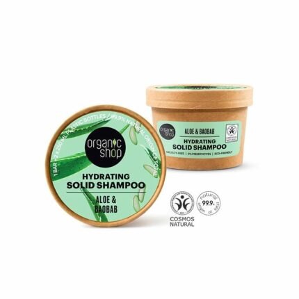 SHAMPOING SOLIDE HYDRATANT ALOÈS ET BAOBAB - Organic Shop, 60g