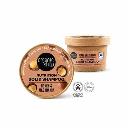 SHAMPOING SOLIDE NOURRISSANT MIEL ET MACADAMIA - Organic Shop, 60g