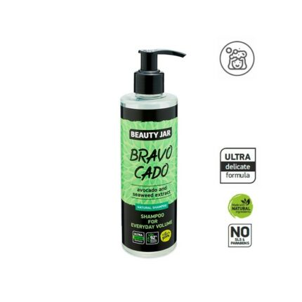 SHAMPOING VOLUME - EXTRAIT D'AVOCAT ET D'ALGUES - Beauty Jar, 250ml