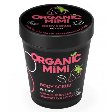 GOMMAGE CORPOREL ÉNERGÉTIQUE FRAISE ET CAFÉ - Organic Mimi, 250g